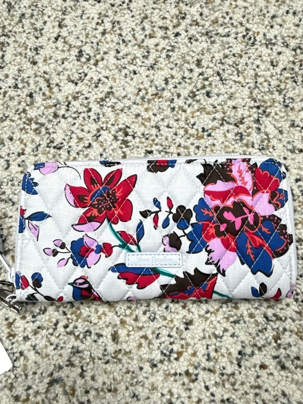 Vera Bradley Vineyard Floral RFID Accordion Wristlet Pink Blue Gray NWT